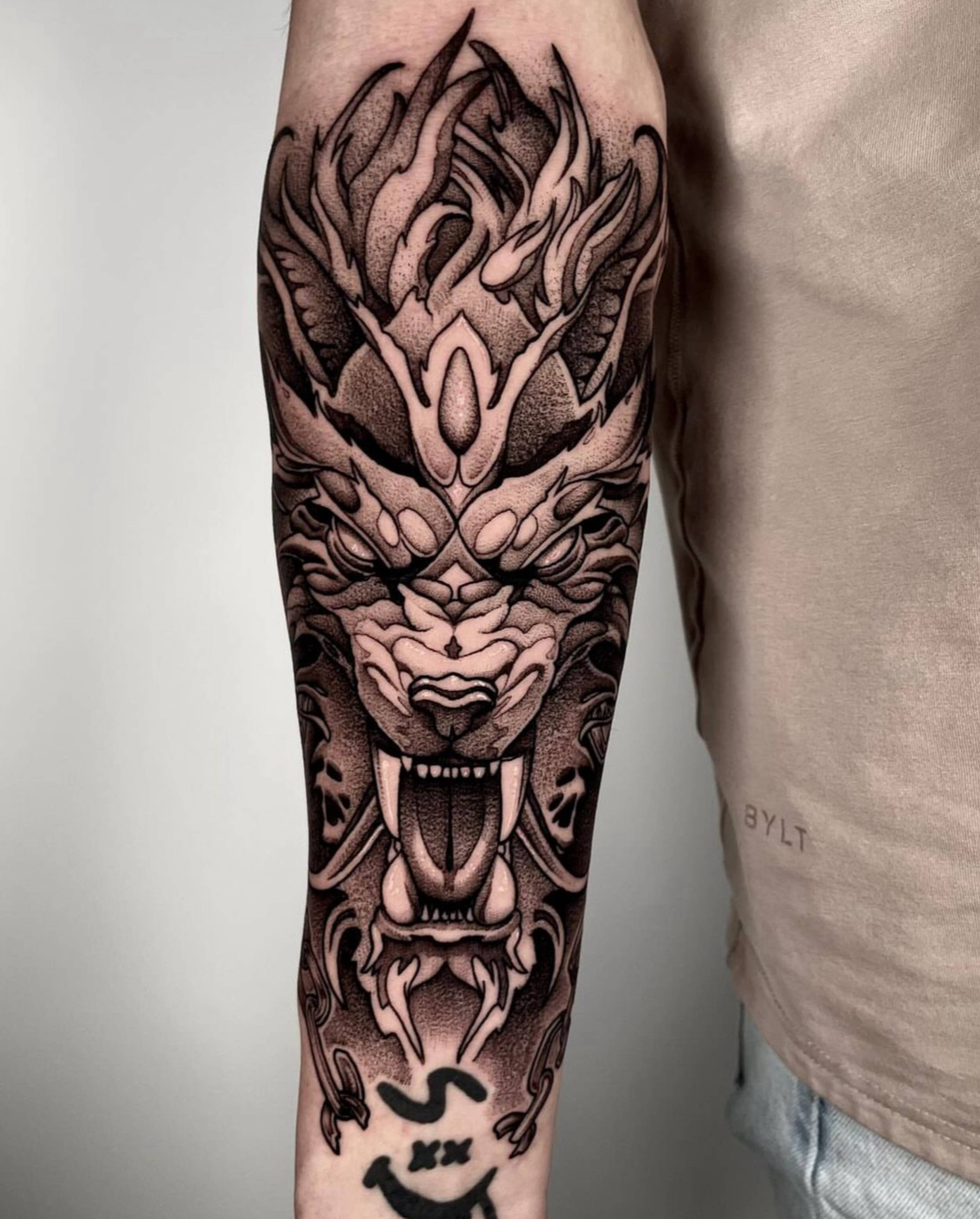 Wolf Sleeve tattoo by Jon Nelson