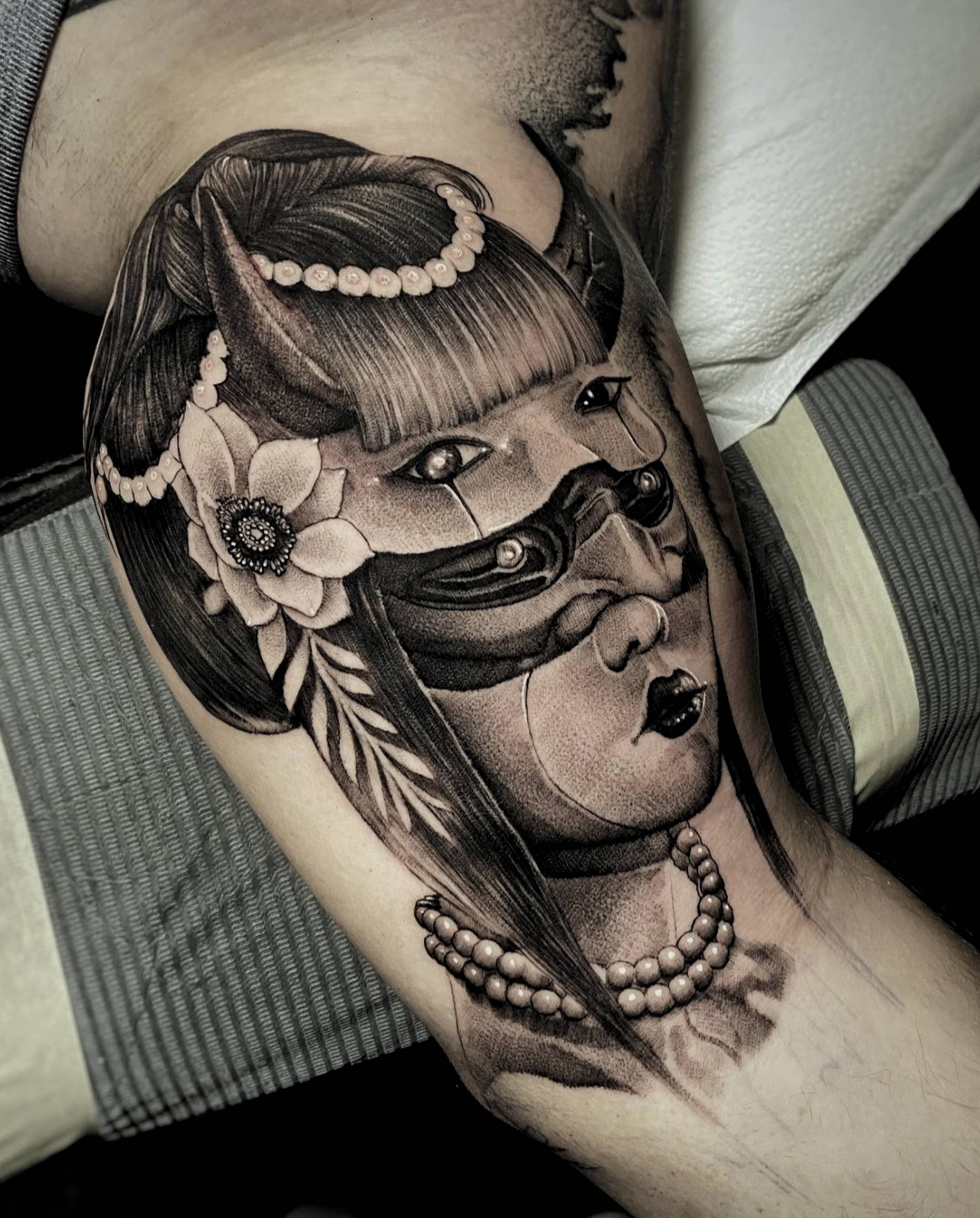 Split Face tattoo by Jon Nelson