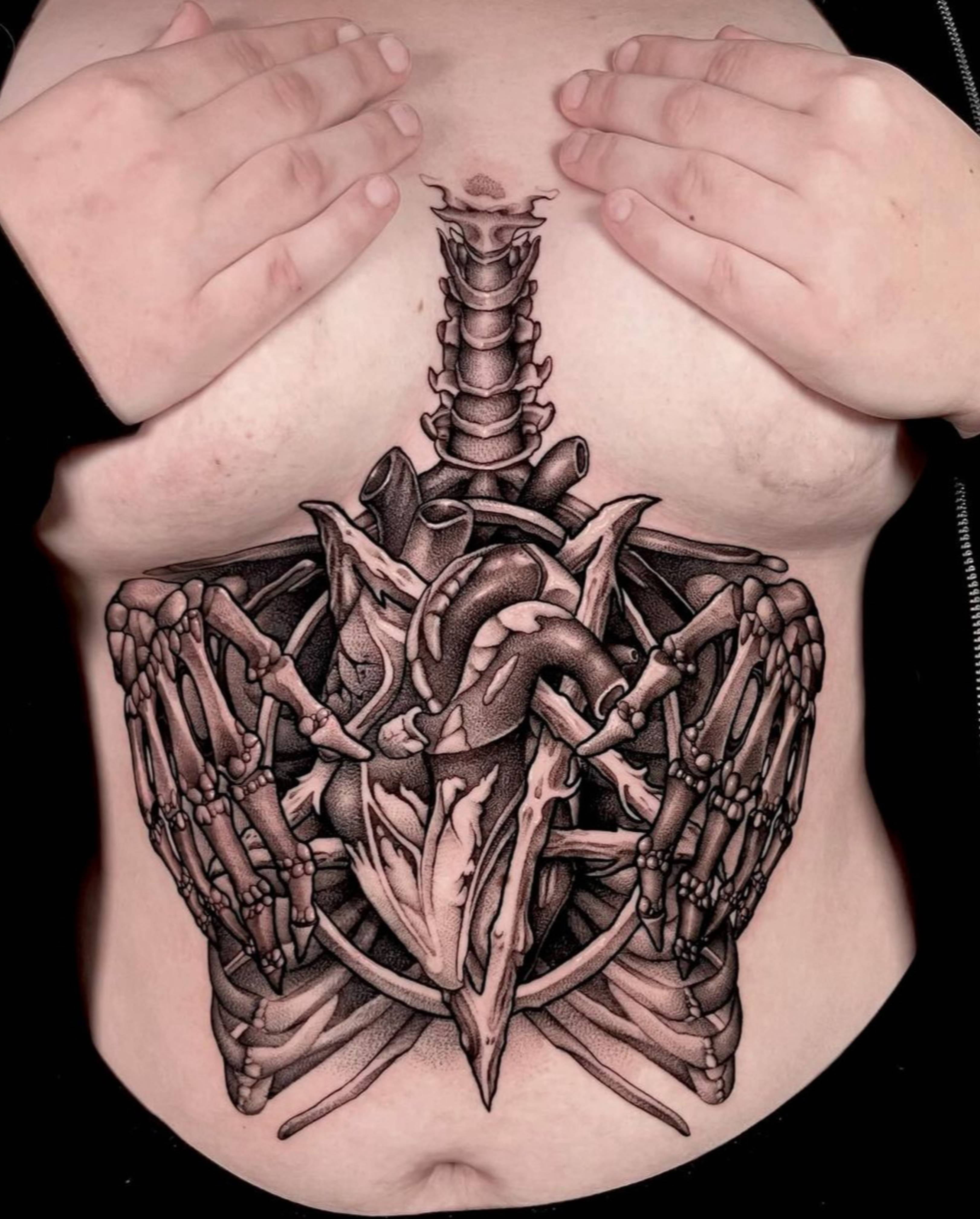 Realistic Ribs tattoo by Jon Nelson
