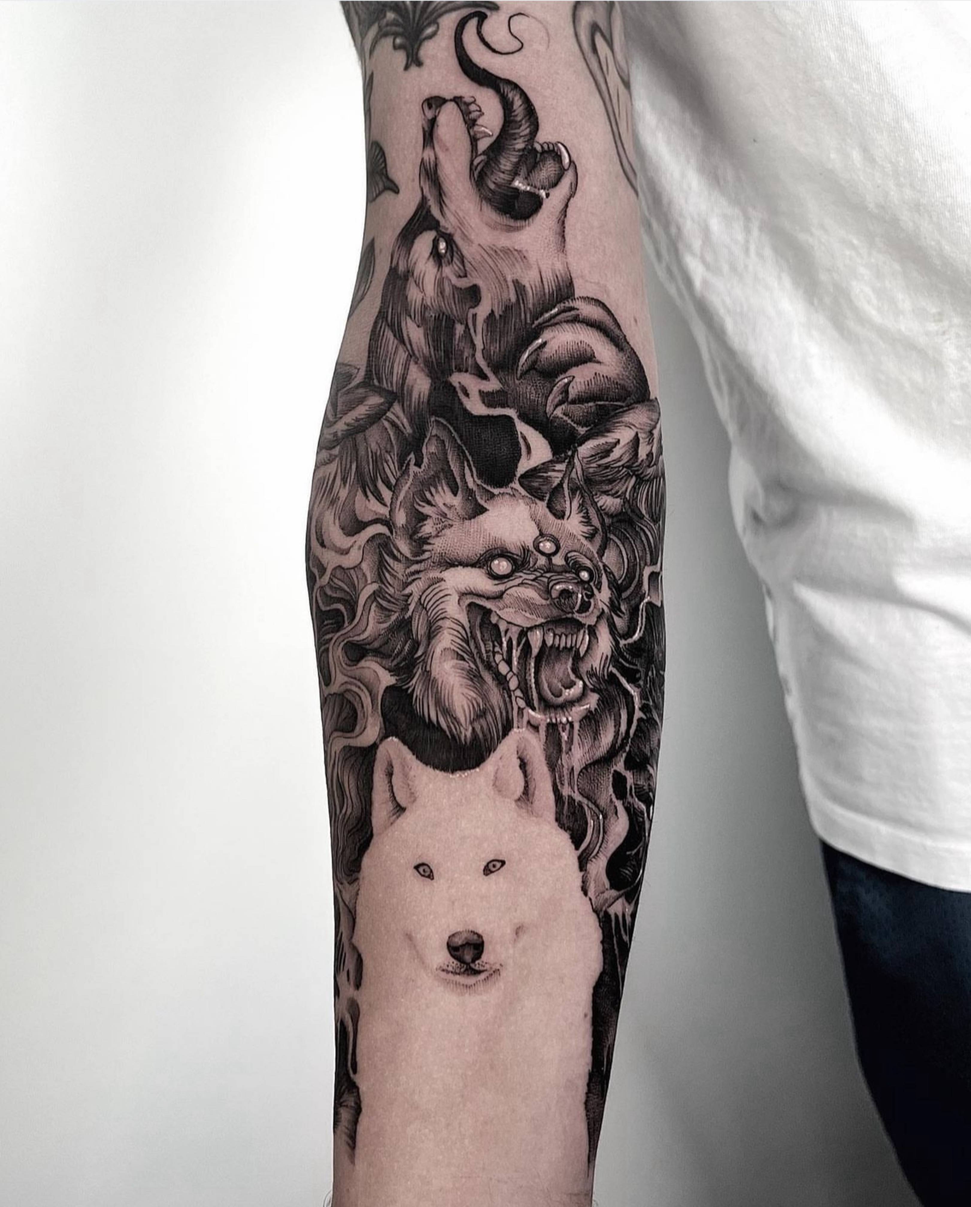 Portrait in Dark Arts tattoo by Jon Nelson