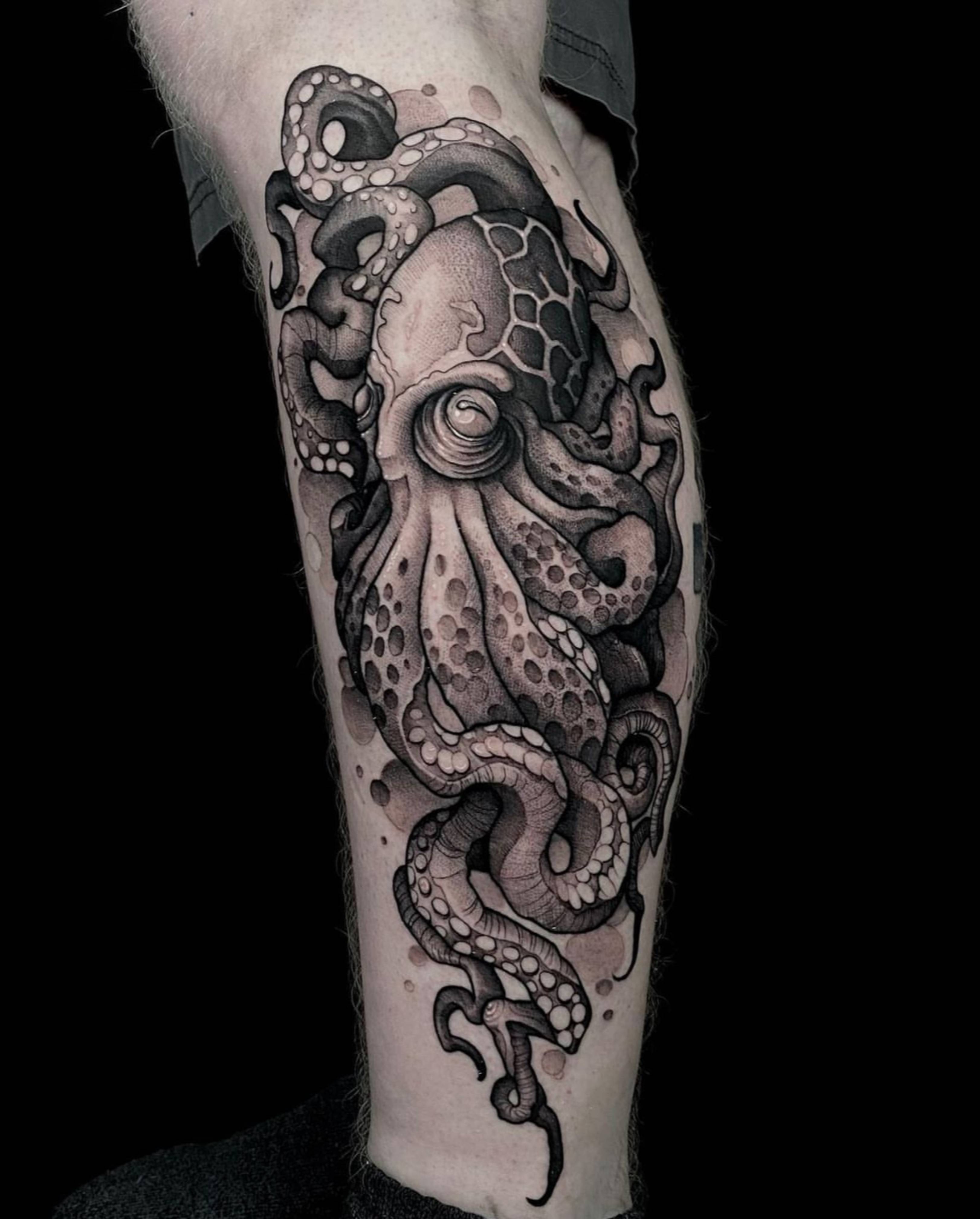 Octopus tattoo by Jon Nelson
