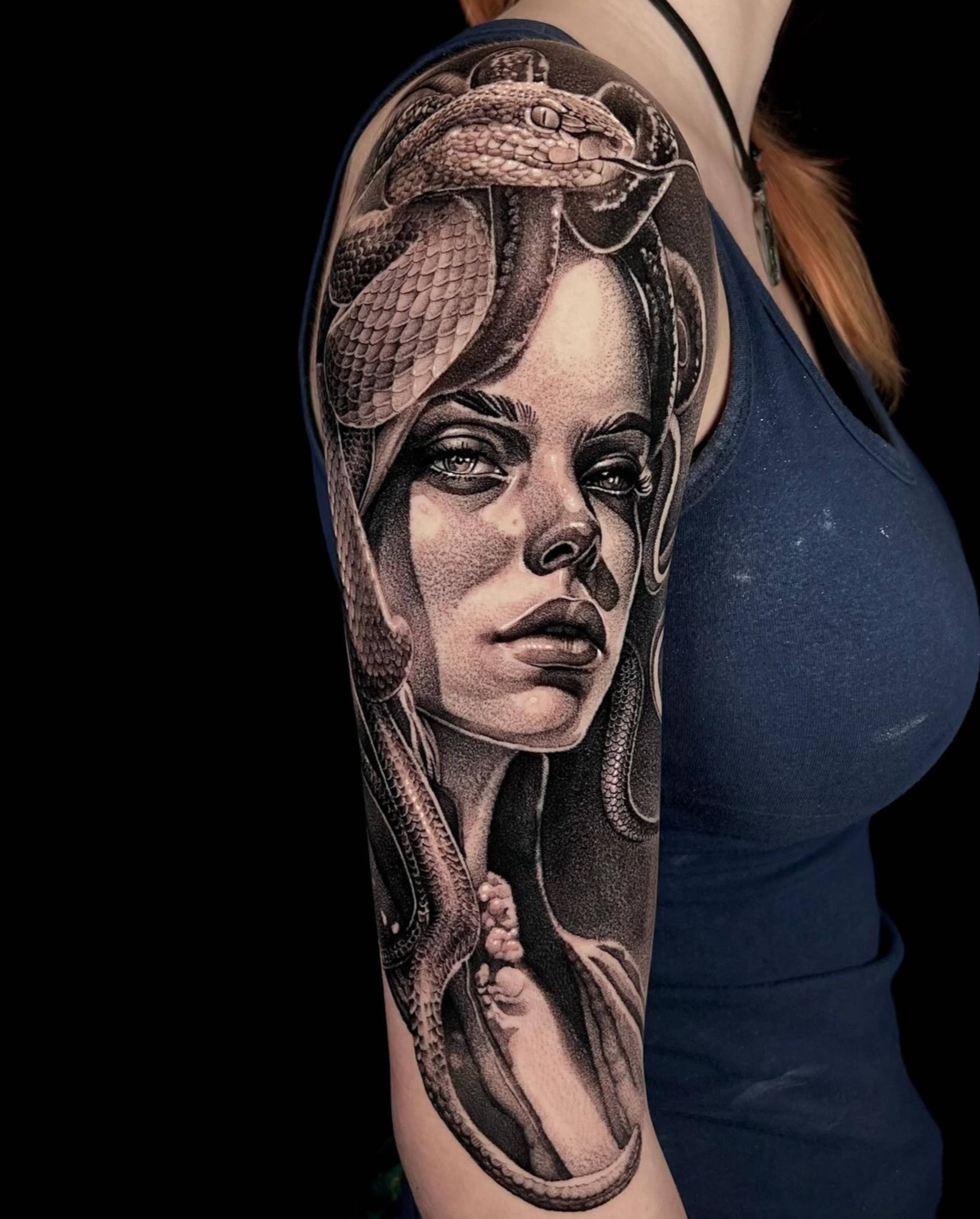 Medusa Half Sleeve tattoo by Jon Nelson