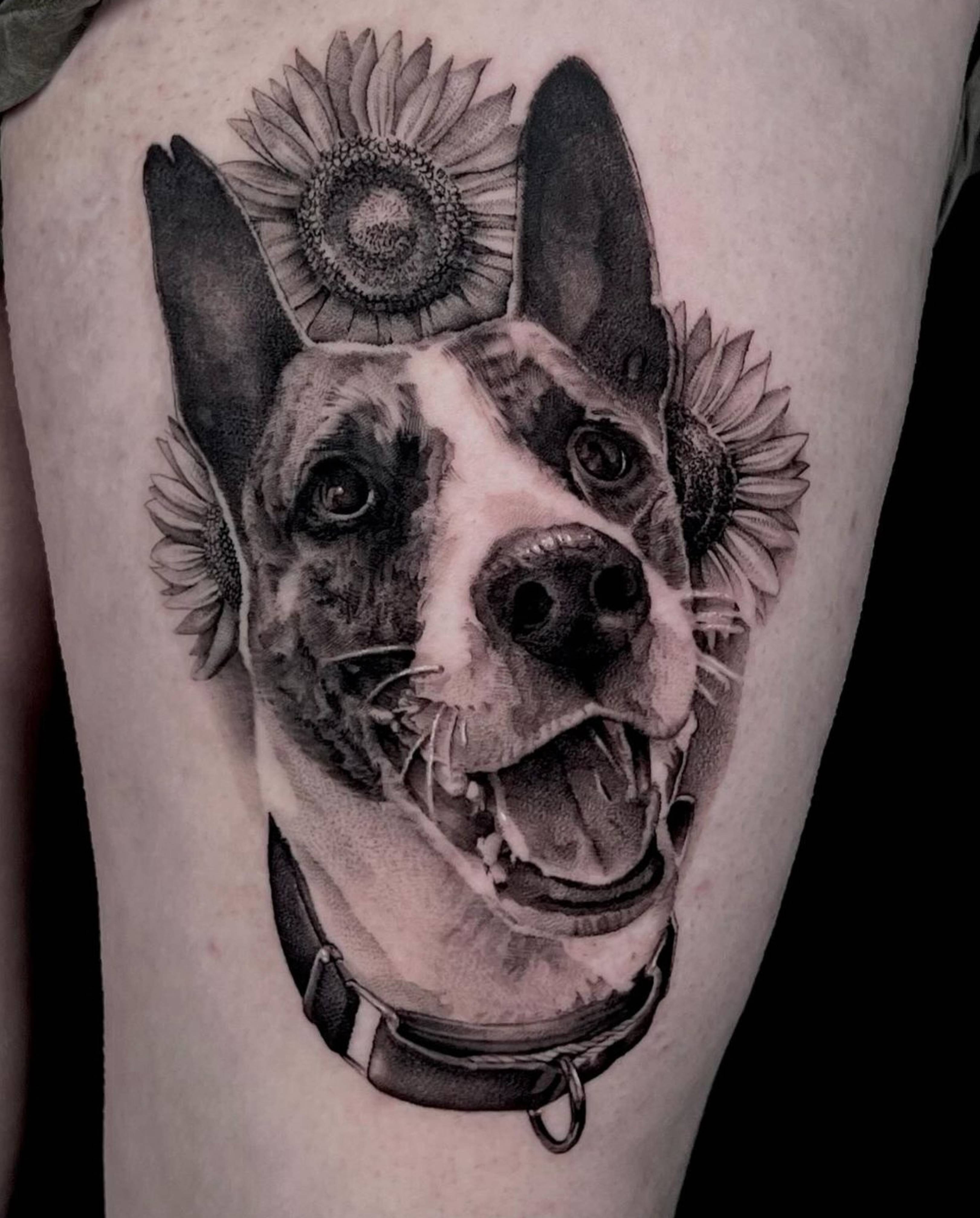 Dog Portrait tattoo by Jon Nelson